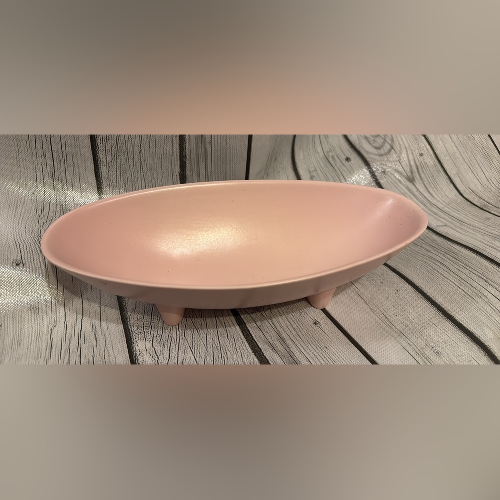 Vintage Hyalyn Pottery Pink Bowl 12”x6” marked “USA”  and “H 400”